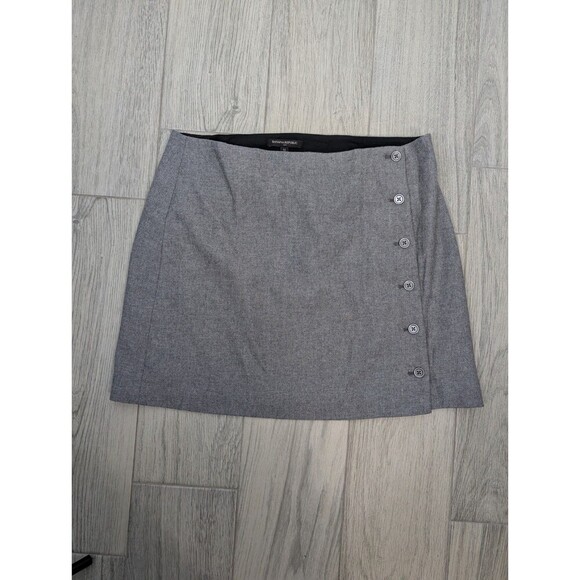 Banana Republic Wrap Skirt Button Front Wool Blend Gray Size 14 - Picture 2 of 6